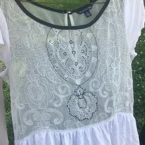 American Eagle Sheer Beaded Top